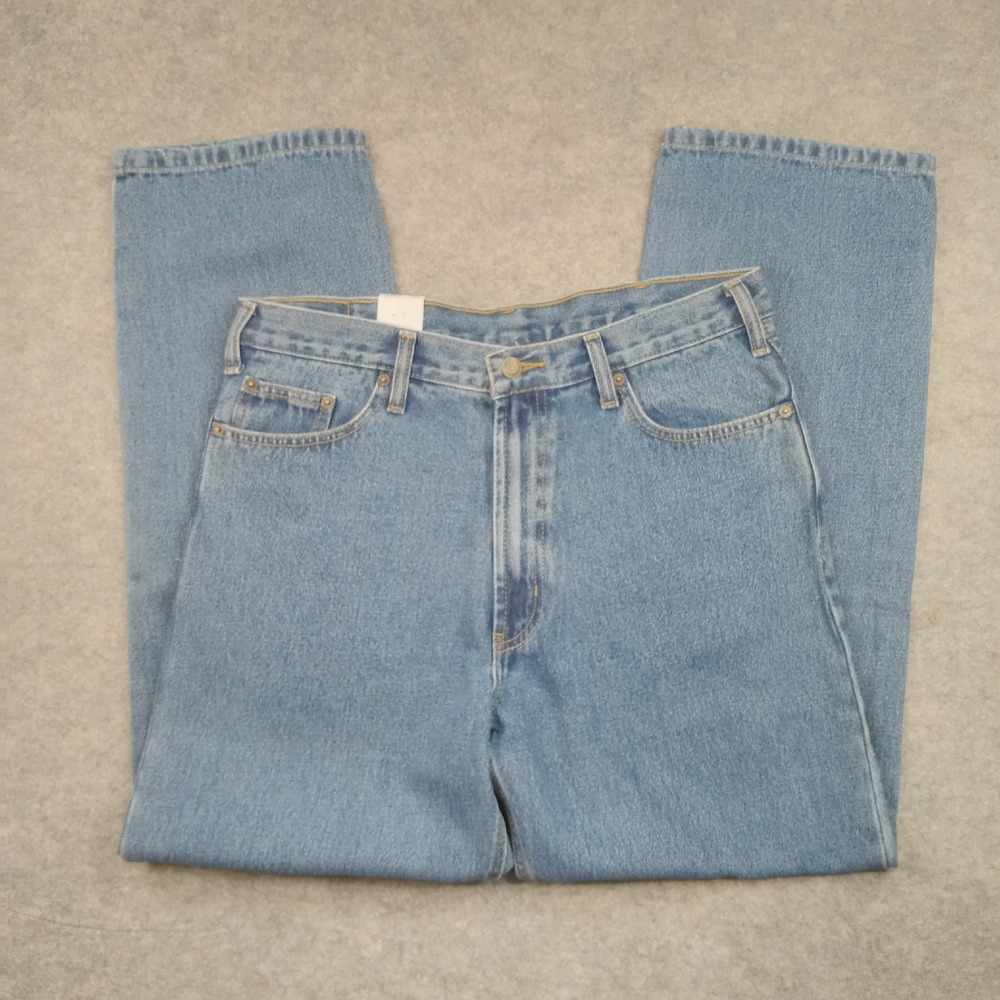 Full Blue Jeans Mens 34x30 Straight Relaxed Denim Pants Work Heavy‎ Zip 5 Pocket